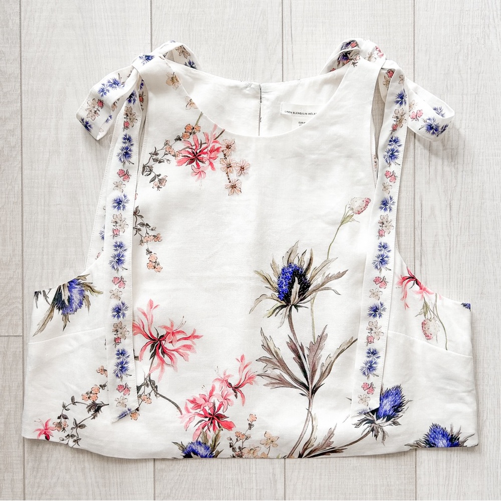 H&M Floral Blouse - White with Pink and Blue Accents